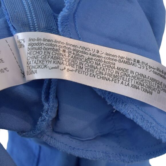 Zara Women’s Periwinkle Linen Cotton Romper Size M Sleeveless One Piece Jumpsuit - Picture 6 of 7